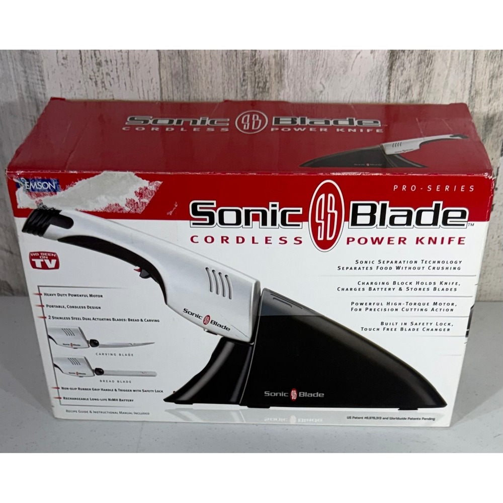 Sonic Blade Cordless Power Knife Pro-Series White Black Electric Carving Set